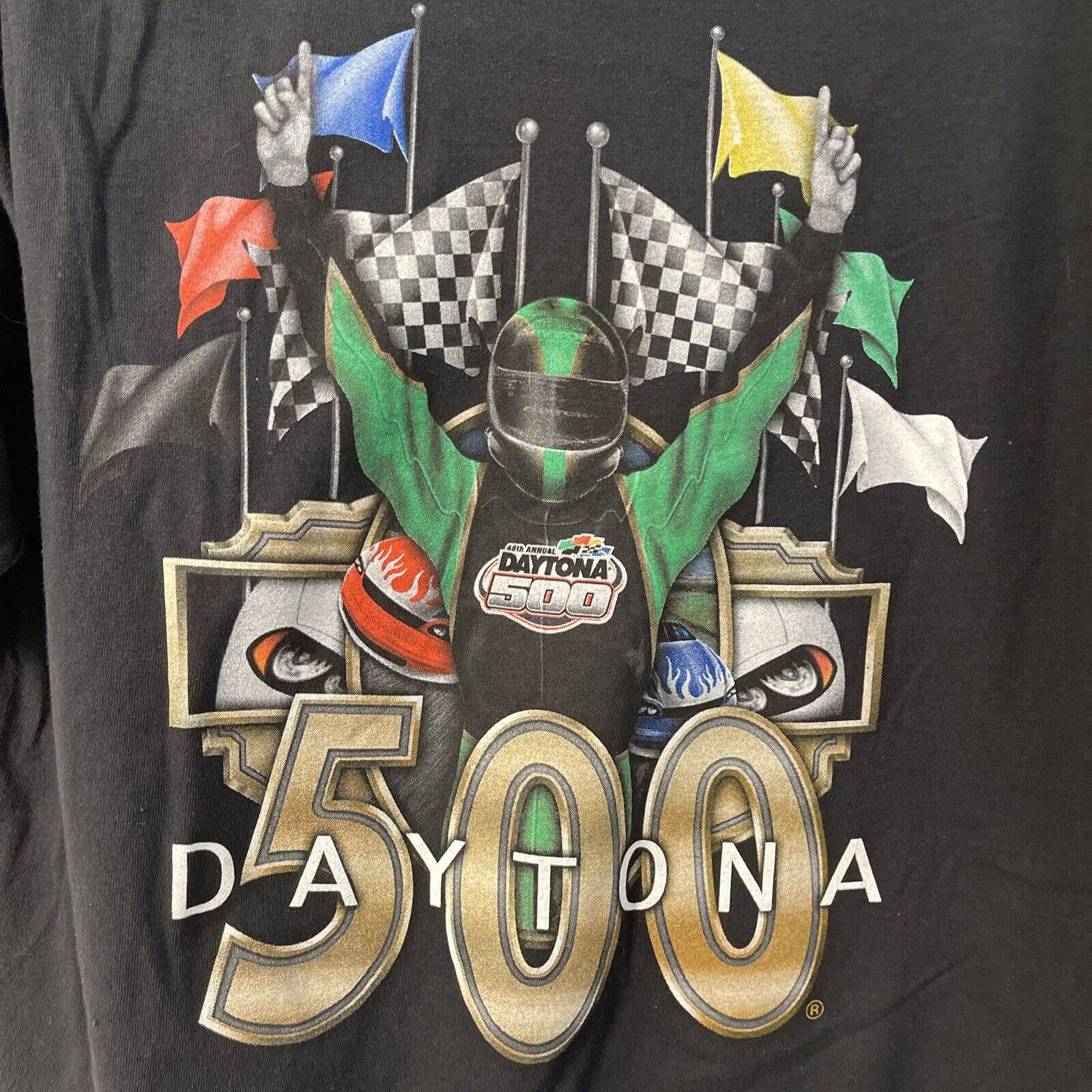 Vintage Y2k 2006 Daytona 500 Graphic TShirt Black Short Sleeves Size Med